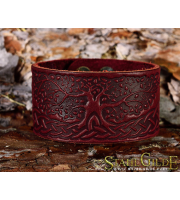 Leather Bracelet Cuff Wristband Yggdrasil World Tree Celtic Knotwork Vikings Nordic Talisman Amulet Carving Leather